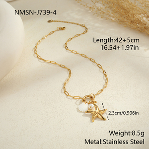Collar <span class=keywords><strong>de</strong></span> Acero Inoxidable con Diseño <span class=keywords><strong>de</strong></span> Océano para Mujer, Resistente al Agua, con Dije <span class=keywords><strong>de</strong></span> Concha <span class=keywords><strong>de</strong></span> Estrella <span class=keywords><strong>de</strong></span> Mar y Perla, Joyería <span class=keywords><strong>de</strong></span> Playa, Cadenas para Mujer - Product Image 6