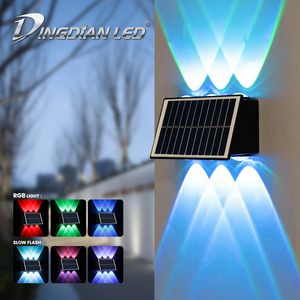 Nuove Luci <span class=keywords><strong>da</strong></span> Parete per Giardino con Sensore di Movimento di Emergenza, Portatili a Ricarica Solare <span class=keywords><strong>da</strong></span> <span class=keywords><strong>Esterno</strong></span> Impermeabili con 4 LED Luce Calda/Colori RGB - Product Image 4