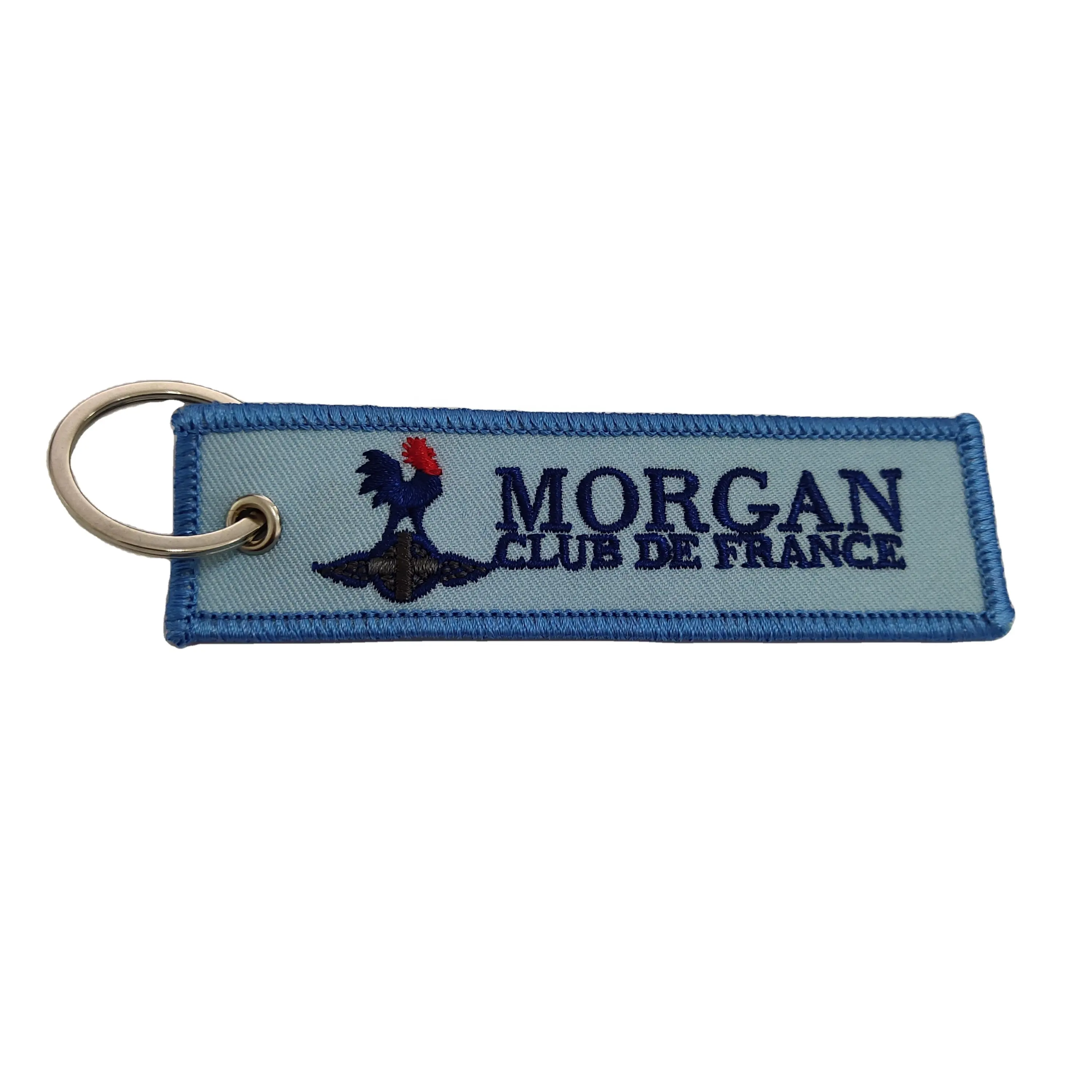 Custom Logo Borduren Jet Tag Groothandel Fabriek Prijs Stof Sleutelhanger Promotionele Geborduurde Sleutelhanger