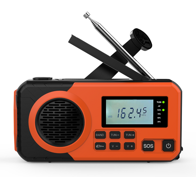 Portable Multifunctional DAB Radio with Solar/Crank Charger, SY-375 Survival Outdoor Use, Dual LED Lights for Safety & Ambiance