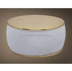 Metal Sheet Accent Coffee <b>Table</b> With <b>Black</b> Powder Coating Finishing Round Shape Plain Design Wooden Top For <b>Living</b> <b>Room</b> - Product Image 3