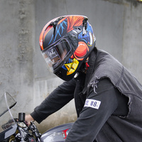 Casque cycliste intégral, casque de moto X9 unisexe avec pare-soleil intérieur et poches pour haut-parleurs Bluetooth Approuvé par le DOT