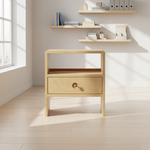 Mid Century Wood Nightstands with <strong>Rattan</strong> Weaving Drawer <strong>Bedside</strong> <strong>Table</strong> with Wood Legs for Bedroom - Product Image 4