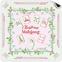 Tapete de Mahjong Navideño Ecológico Premium, Plegable, Lavable, Silenciador, Diseño a Cuadros Rojo/Verde con Motivo de Aloe, para Entretenimiento