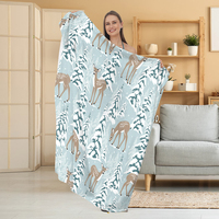 Selimut Flanel Ringan Hangat Musim Dingin dengan Cetakan Digital Gambar Kartun Hewan Lucu, Nyaman untuk Sofa, Tempat Tidur, Berkemah, dan Bepergian