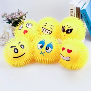 9 Zoll tpr blinkendes Gesicht Puffer Squeeze Ball Spielzeug Urchin leuchten stacheligen Hüpfball