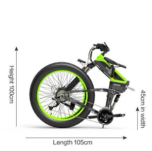 Vélo électrique hybride avec moteur 1500W, batterie lithium 48V 17.5Ah, pneus larges <span class=keywords><strong>de</strong></span> 26 pouces, moyeu arrière en alliage d'aluminium, 27 vitesses, freinage hydraulique - Product Image 5