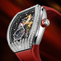 Montre mécanique I&W Carnival 2026 de luxe, sportive, résistante à l'eau 3BAR, mouvement Miyota, boîtier en fibre de carbone, bracelet en silicone pour homme