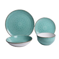 Ensemble de 12 plats en céramique, vaisselle en céramique, ensemble de table à manger, bol, assiette, ensemble de dîner