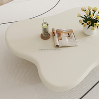Ensemble de table basse pour maison moderne blanc crème ondulé en forme de nuage table centrale en bois de luxe mobilier design de salon