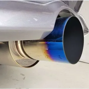 Tubo de escape de automóvil de acero inoxidable, silenciador azul quemado para automóvil, silenciador Universal de escape