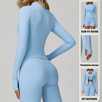 Haut de sport à col montant à manches longues, hautement élastique, personnalisé, veste de yoga pour femme, tenue de sport, course à pied en plein air, vêtements de sport, grande taille