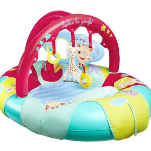 Baby PVC <b>Inflatable</b> <b>Pool</b> Float with Canopy and Giraffe Design <b>Swimming</b> Ring for Toddlers - Product Image 1