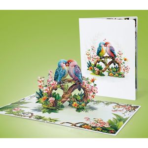 Parrot Couple Infinity Love Pop-Up 3D <b>Paper</b> Anniversary Greeting Card 4 Color Digital Printing <b>Gloss</b> Lamination for Him Her Wife - Product Image 6