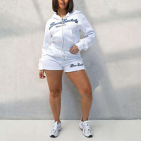 Ensemble de survêtement décontracté deux pièces pour femme avec logo personnalisé, comprenant un sweat à capuche et un short en coton