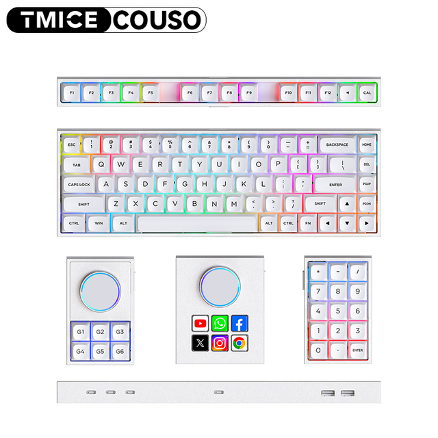 Newest Aluminum Modularity Mechanical Keyboard with Knob and Screen Programmable Wireless Keyboard for Computer Laptop Office