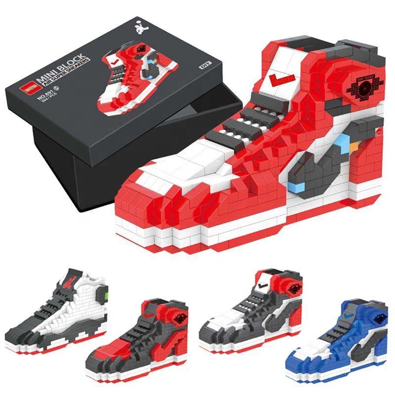 Mini spor basketbol ayakkabıları yapı taşları modeli yapı taşları Anime modeli DIY mini sneakers yapı taşları ayakkabı oyuncaklar