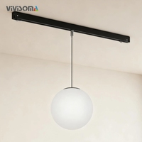 Plafonnier LED moderne en verre rond à faisceau complet sur rail magnétique MT4203020 DC48V, 360° omnidirectionnel, CRI90 élevé, pour usage résidentiel