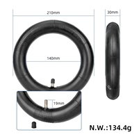 Ulip 2 PCS Tubo Interior Ulip 250*54 con Válvula Recta + Palanca de 12cm, Kit de Tubo de 10 Pulgadas para Patinete Eléctrico M4