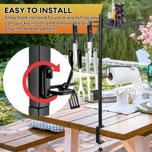 Support de barbecue 3 en 1 avec porte-serviettes en papier pour couverts, accessoires de pique-nique, support à épices, accessoires de barbecue en plein air, organisateur d'accessoires de grill - Product Image 4