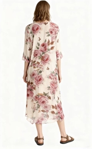 Robe d'été décontractée pour femmes ALBBIA014, longueur genou, en tissu tissé blanc doux avec imprimé numérique, offre ODM - Product Image 2