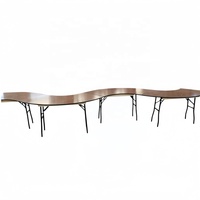 Tables de banquet commerciales en bois courbé de 6 pieds, table pliante en contreplaqué serpentin pour mariage et hôtel