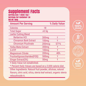 Cutting Drink Mix Berberina, Yerba <span class=keywords><strong>Mate</strong></span> y Magnesio, FOS Favorece la Señalización de Saciedad, Energía y Salud Intestinal, Sabor Fresa Açaí - Product Image 6