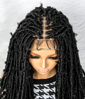 Perruques tressées papillon style bouclé demi-dentelle avant perruques tressées 34 pouces 510 grammes dreadlocks perruques