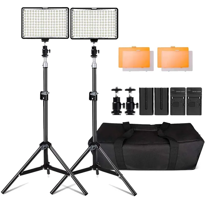 Kit d'éclairage professionnel photo et vidéo led led kit d'éclairage vidéo lampe de panneau de studio de film vidéo avec piles couleur réglable
