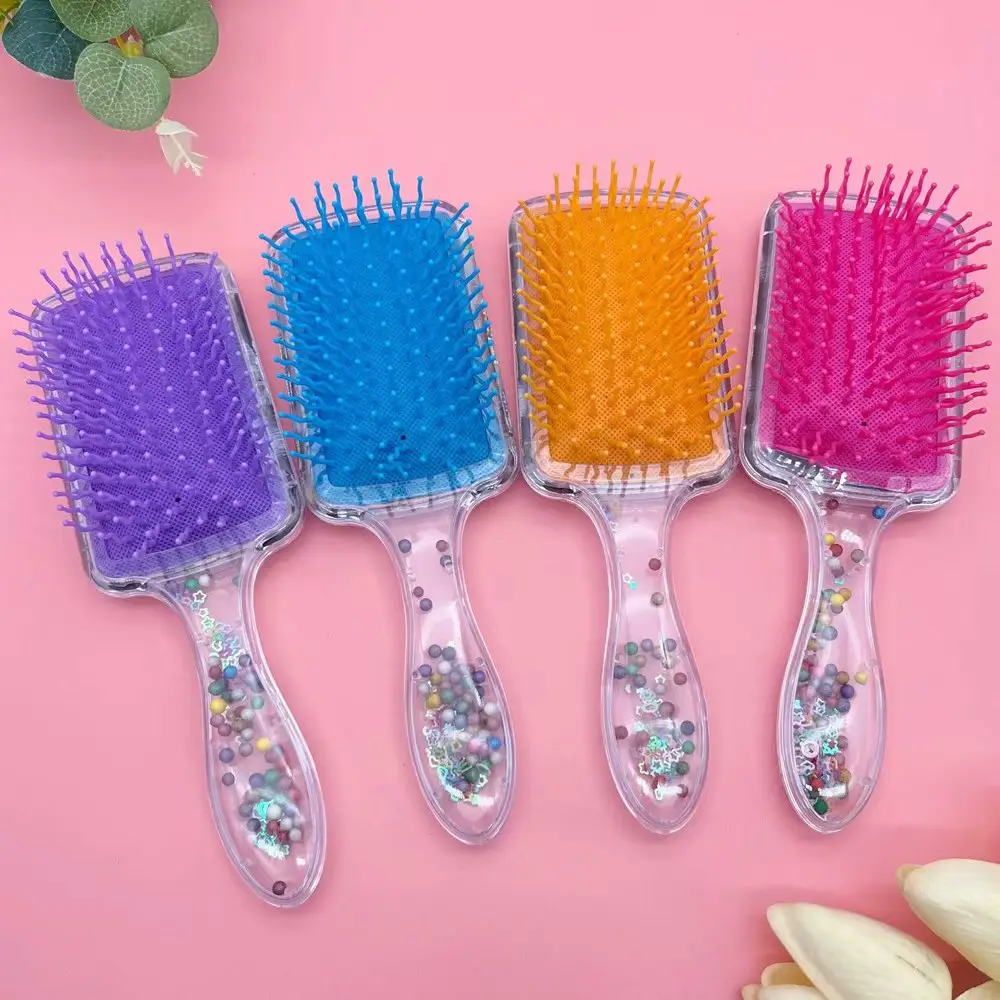 Fabricant de brosses à cheveux démêlantes en plastique antistatique pour enfants Brosse à cheveux à paillettes mignonne