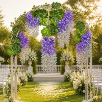 Fleurs artificielles de glycine en soie, longues guirlandes faites à la main, style réaliste et naturel, décorations murales et suspendues au plafond pour Thanksgiving