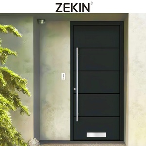 Porte pivotante en acier de sécurité de qualité ZEKIN, design moderne pour appartement, salon, villas, façade en alliage d'aluminium et verre - Product Image 1