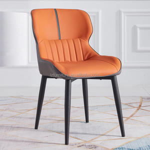 Modern Design <b>Gray</b> Blue Genuine Leather Upholstered Dinning <b>Chair</b> <b>Dining</b> Table Set For Commercial Use - Product Image 2