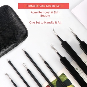 8pcs Black Stainless Steel Blackhead Remover Set Acne <b>Needle</b> Tool Kit with Storage <b>Case</b> for Facial Skin Care - Product Image 2
