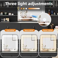 Vente en gros de coiffeuse moderne en bois durable avec miroir LED à éclairage réglable, 5 étagères de rangement et 3 tiroirs, pour chambre à coucher