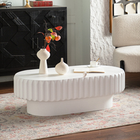 Table basse en bois de style moderne vintage pour salon, table basse ovale vintage avec rangement pour la maison