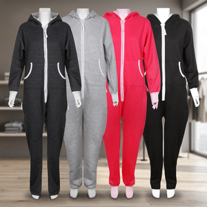 Unisex XL Custom Made <b>Jumpsuits</b> One Piece Fleece Pajamas Thermal Breathable 100% Cotton Fabric Solid Pattern Men's Sleepwear - Product Image 3