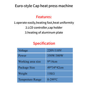 Máquina de prensa de calor comercial de estilo europeo de 9x14 cm para impresión de gorras de béisbol, equipo de transferencia de calor digital multifunción - Product Image 2