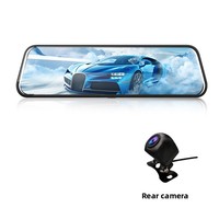 Caméra de tableau de bord 4K avec écran rétroviseur 10 pouces, streaming multimédia, triple enregistrement sur un seul écran, WIFI, vision nocturne, navigation GPS