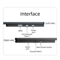 Monitor Portabel Layar Sentuh 21,5 Inci 1920 X 1080 IPS LCD 100Hz 300Nits Tipe C Layar Sentuh Sepuluh Titik Speaker Internal