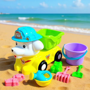 Puppy Dump Truck <b>Beach</b> Toy Set with Bucket Watering Can Shovel and Rake Mesh Packed - Product Image 3