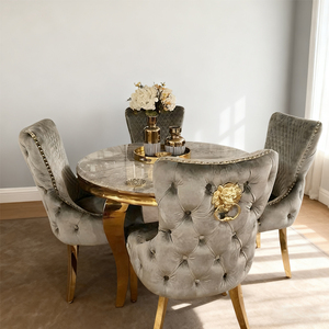 Ensemble de <span class=keywords><strong>table</strong></span> à manger en acier inoxydable doré avec miroir pour la maison, <span class=keywords><strong>table</strong></span> à manger moderne pour la <span class=keywords><strong>cuisine</strong></span> - Product Image 1