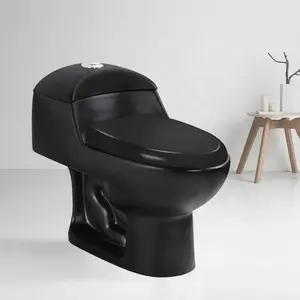 ZHONGYA Oem custom logo matte black toilet s trap modern color commode one piece toilets in bulk