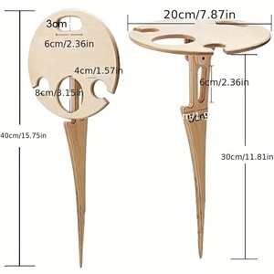 <span class=keywords><strong>Table</strong></span> à vin ronde portable en bois de bambou <span class=keywords><strong>Table</strong></span> de pique-nique de bureau <span class=keywords><strong>support</strong></span> de piquet pour <span class=keywords><strong>balcon</strong></span> extérieur jardin plage Camping - Product Image 2