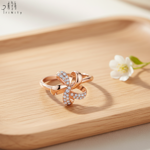 High Quality Wholesale Fine Flower Element Hand <b>Crafted</b> Diamond <b>Ring</b> Jewelry 18k Solid Rose Gold Shiny Real Natural Diamond <b>Ring</b> - Product Image 4