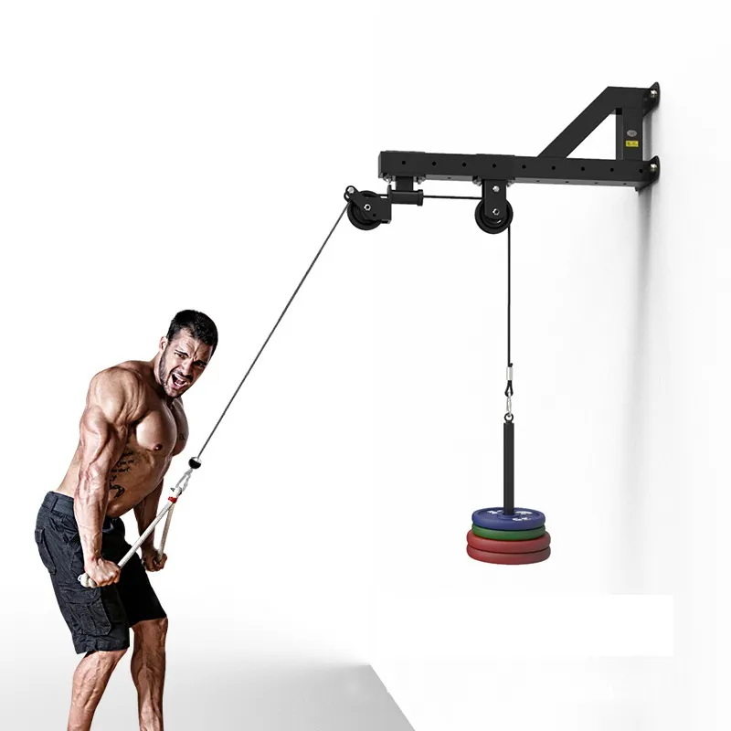 Wall Mounted Squat Rack Cable Station Gym Pull Down with Adjustable Dual Pulley System