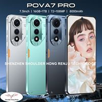 POVA7 Pro 16G+1TB Android 15 7.3 Pouces Global 5G Téléphone Portable Grand Écran Reconnaissance d'Image IA Smartphone Cellulaire LTE