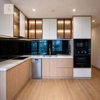 XINGRUO Mobili da Cucina Personalizzati Minimalisti con Struttura in Compensato, Finitura Laccata Effetto Legno per Progetti di Condomini
