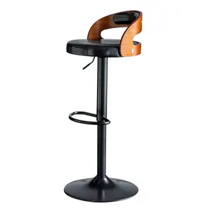 Design moderno semplice impiallacciatura di legno massello sollevamento ampio sedile cucina ergonomica sgabelli da bar rotanti in ferro battuto di lusso