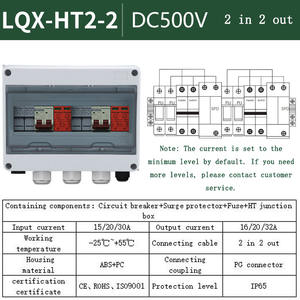 DC500V Economic 1-in-1-out, 2-in-1-out, 2-in-2-out Solar PV DC <span class=keywords><strong>Comer</strong></span> Box IP65 carcasa de plástico ignífuga - Product Image 6